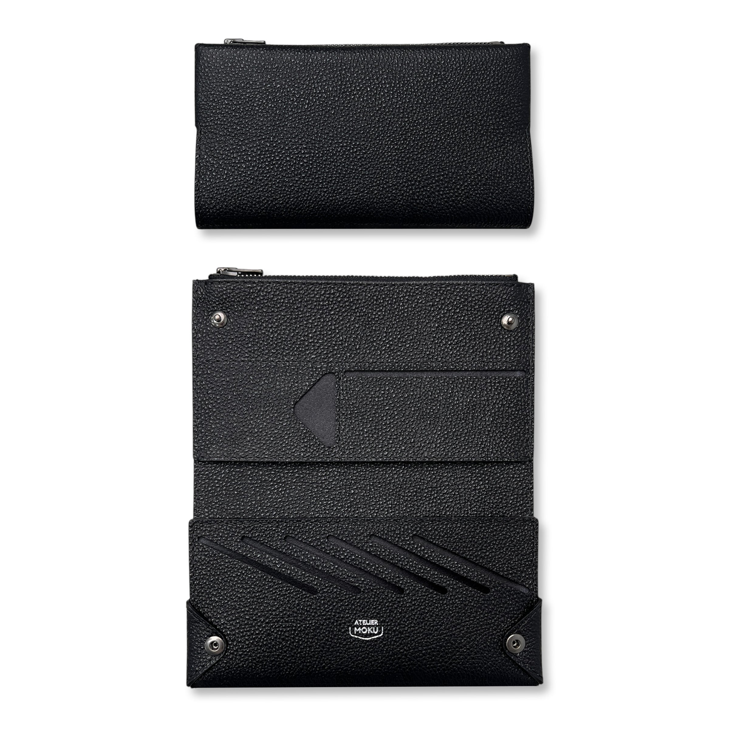 小さく薄い長財布UNO ver.2 Plus 黒桟革